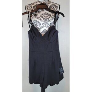 Lulus Black Romper Small V Neck Sleeveless Fit & Flare NWT'S